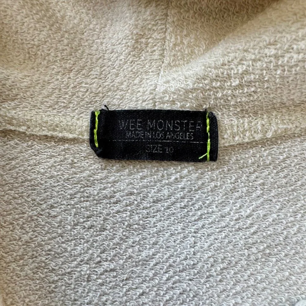 WEE MONSTER Rainbow Love Hoodie Girls 10 Retro Boho Velvet Patch Made In USA - Picture 8 of 9